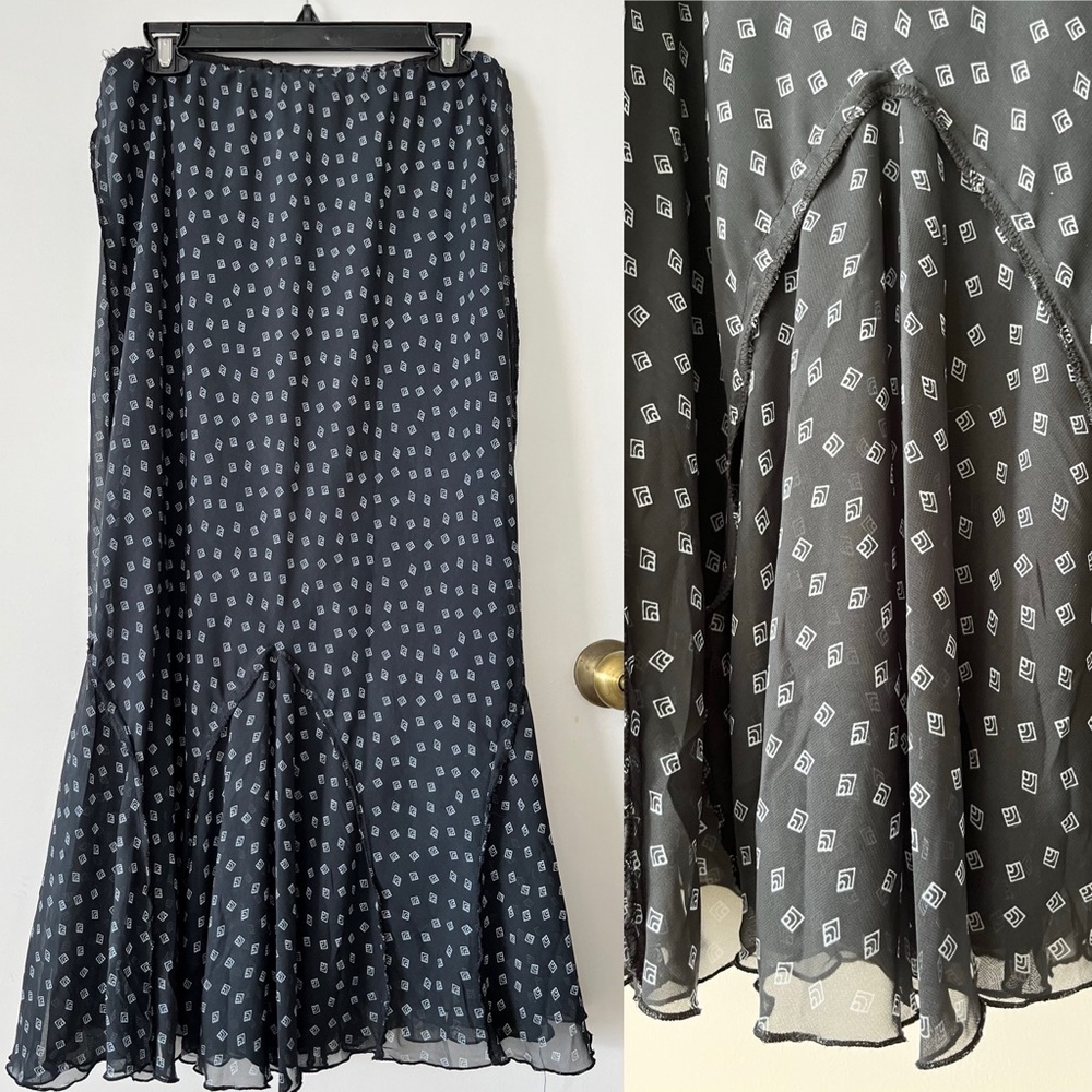 New vintage black with print maxi skirt.